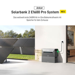 Ergofino All-in-One Balkonkraftwerk mit 440W Bifazialer Glas Solarmodule, Anker Solarbank 2 E1600 Pro System, Kostenloser Smartmeter