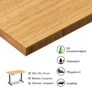 Ergofino DT20L höhenverstellbarer Schreibtisch DT20L mit Tischplatte aus Bambus