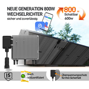 Ergofino DY880 Balkonkraftwerk 880W mit 2x440W Bifazialer Glas Solarmodule, Deye Wechselrichter, Kabel