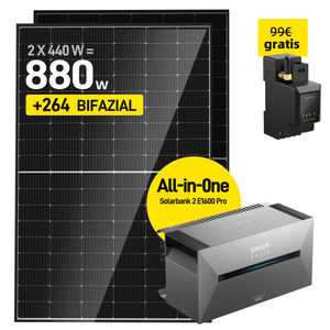 Ergofino All-in-One Balkonkraftwerk mit 440W Bifazialer Glas Solarmodule, Anker Solarbank 2 E1600 Pro System, Kostenloser Smartmeter