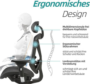 Ergofino CF12M01/A Bürostuhl mit Fußstütze Ergonomischer Schreibtischstuhl