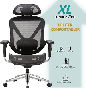 Ergofino CF12M01/A Bürostuhl mit Fußstütze Ergonomischer Schreibtischstuhl