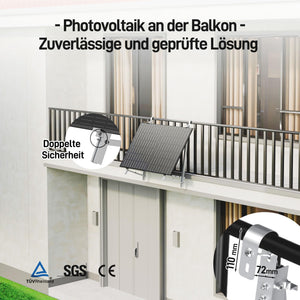 Ergofino DY1760 Balkonkraftwerk 1760W mit 4x440W Bifazialer Glas Solarmodule, Deye Wechselrichter 2000W, Kabel