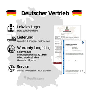 Ergofino Komplettset Balkonkraftwerk 960W mit 2x480W Bifazialer Glas-Glas Solarmodule, APsystems Wechselrichter EZ1-M, AC Kabel