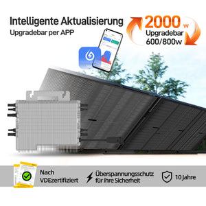 Ergofino DY1760 Balkonkraftwerk 1760W mit 4x440W Bifazialer Glas Solarmodule, Deye Wechselrichter 2000W, Kabel