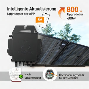 Ergofino Komplettset Balkonkraftwerk mit Solarspeicher, enthält 2x440W bifaziale Glas-Glas-Solarmodule, Wechselrichter 800W, Anker SOLlX Solarbank E1600 und Kabel